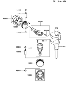 Fx850v-Cs47 Piston And Crankshaft Diagram and Parts List for FX850V-CS47  Cub Cadet Engine